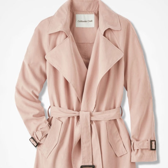 Coldwater Creek Jackets & Blazers - Pale Pink Trench Coat Size Petite 16